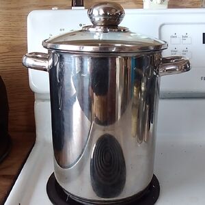 Premium Silver Stock Pot with Lid